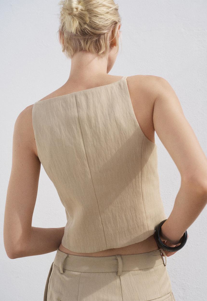 MANGO - Vest Deia - Light Beige