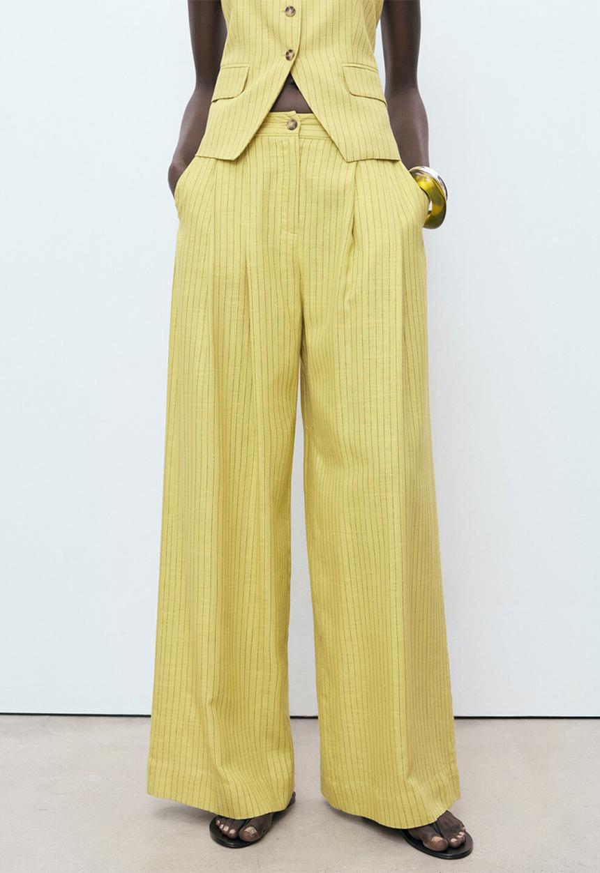 MANGO - Trousers Luca - Bright Yellow