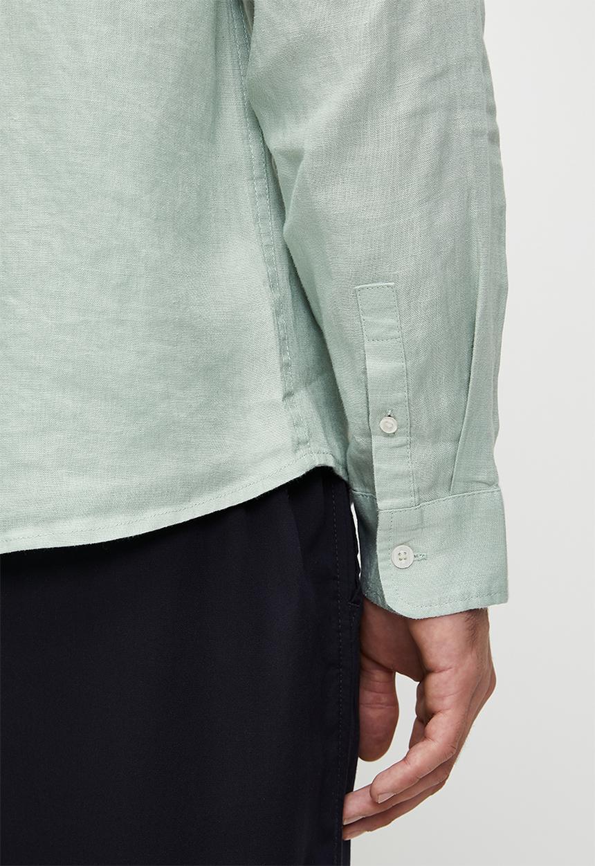 Cotton On - Relaxed Linen Long Sleeve Shirt - Faded Jade