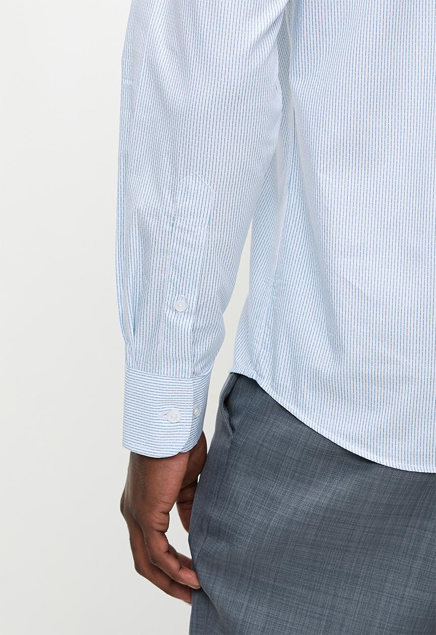 POLO - Ernie  ls micro dobby check shirt  - white & blue