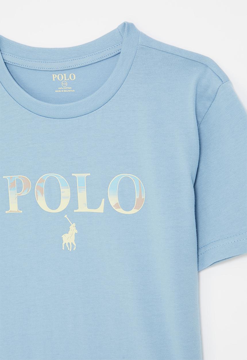 POLO - Boys bongani printed ss tee - glacier blue