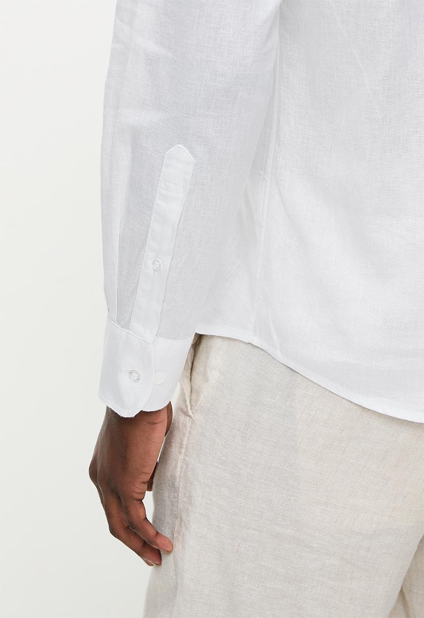 POLO - Lex ss plain linen shirt - white