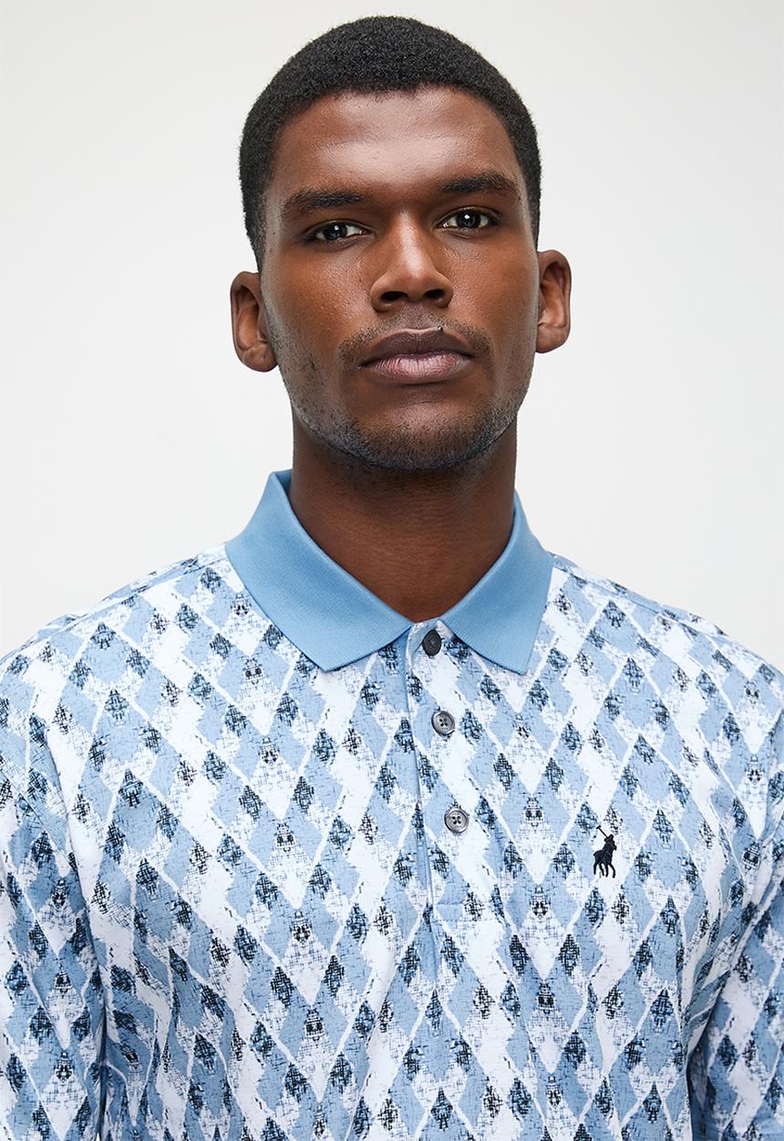 POLO - Dylan  dm printed argyle golfer - blue