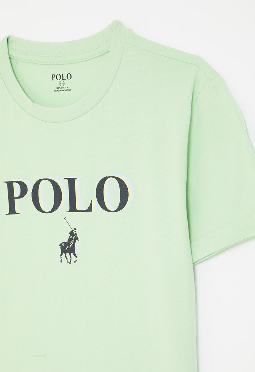 POLO - Boys ted printed ss tee - sea green