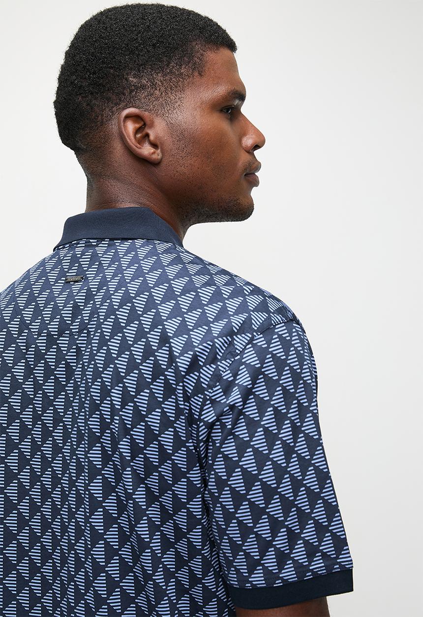 POLO - CARSON DM Geometric Printed Golfer - Navy