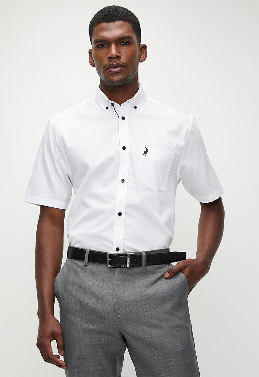 POLO - Luther  Textured SS Shirt - White