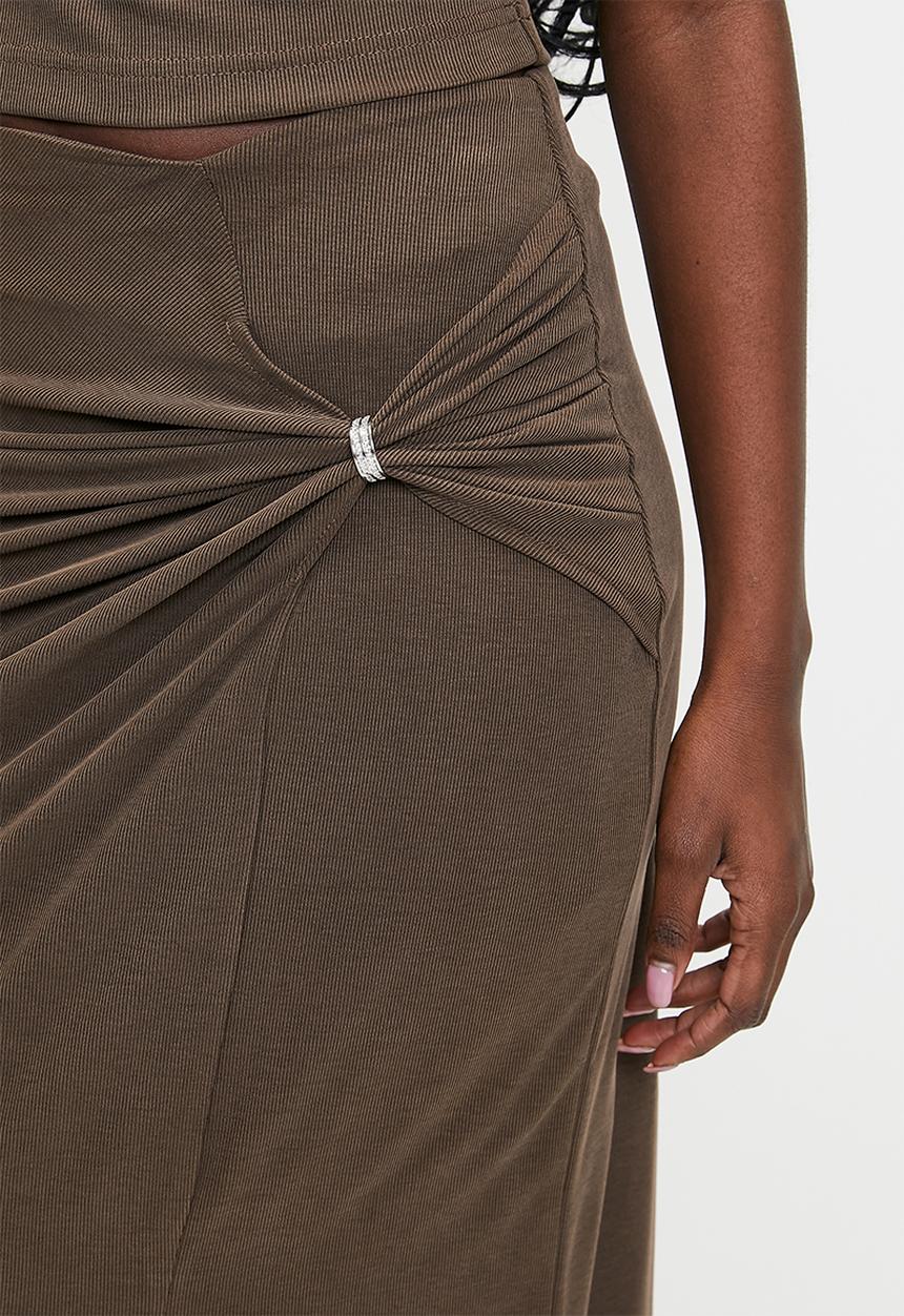 GUESS - Aimee Jewel Drap Skirt - Espresso Brown