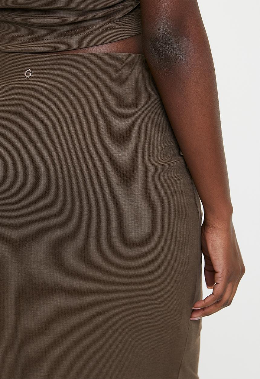 GUESS - Aimee Jewel Drap Skirt - Espresso Brown