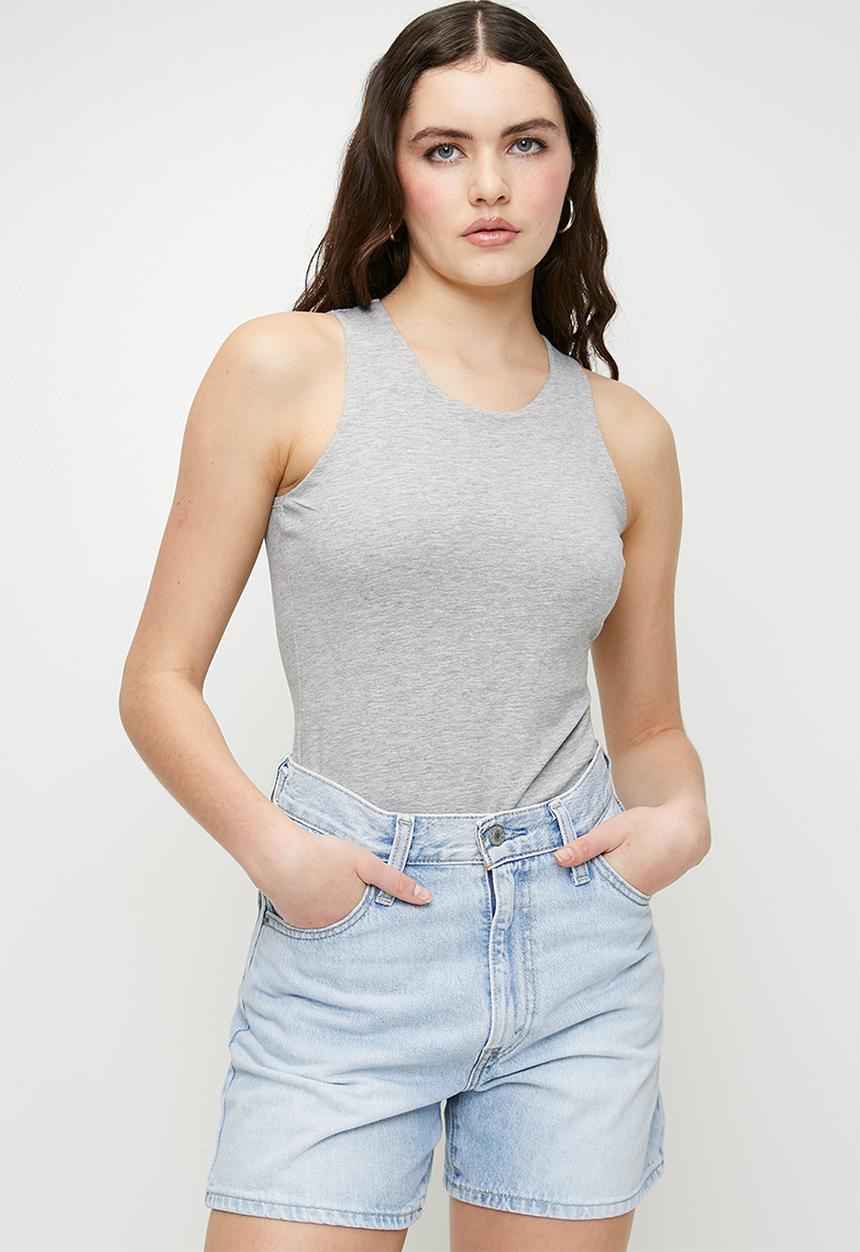 Brave Soul - Ladies Crew Neck Bodysuit - Grey Marl