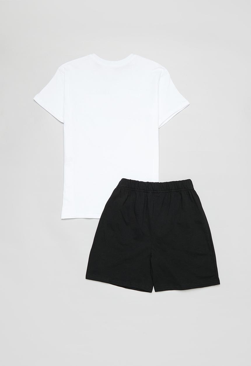 Pop Candy - Placement print pj top & shorts - white/black/nasa