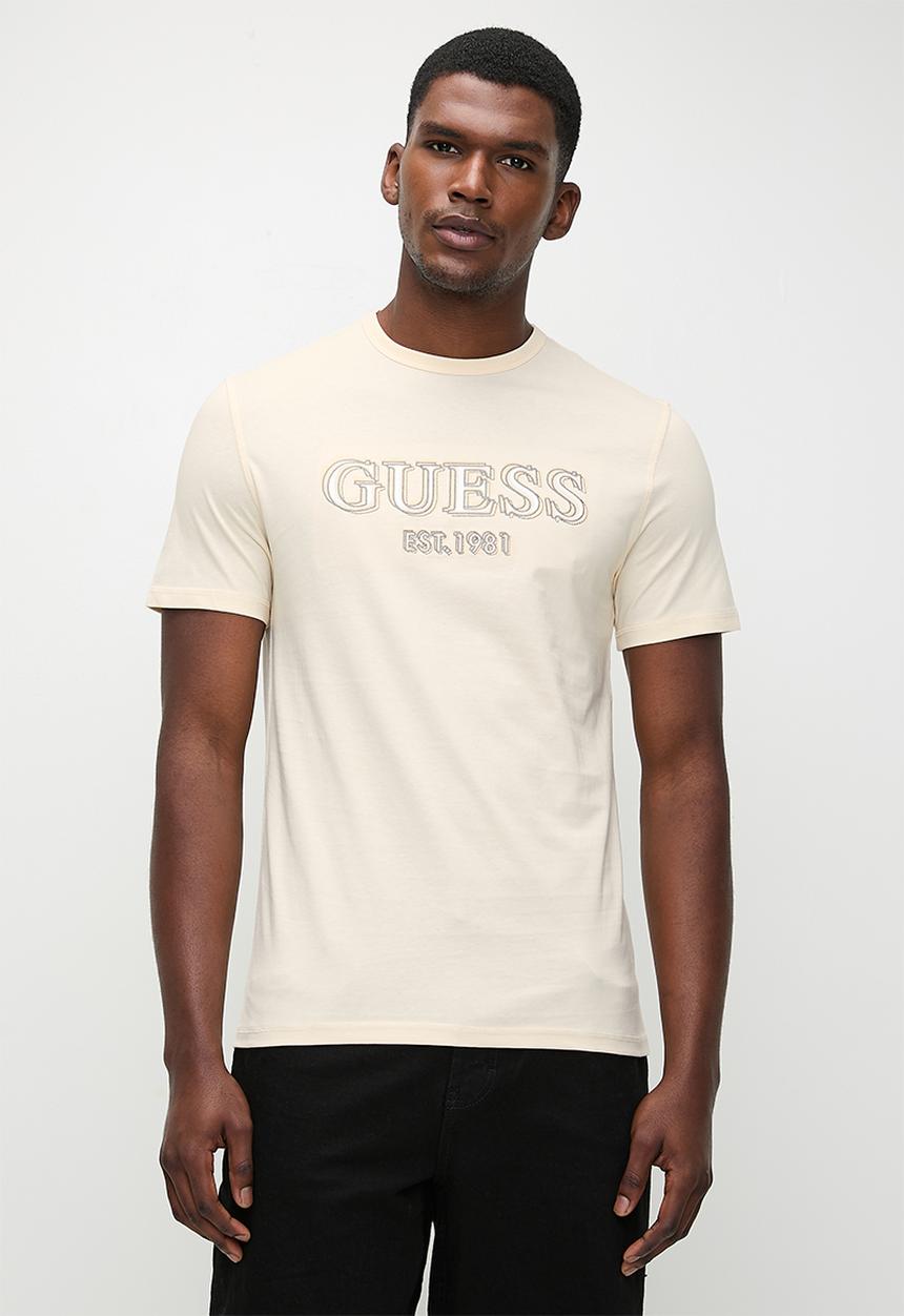 GUESS - Short sleeve Cn Guess Logo Tee - Pearl White