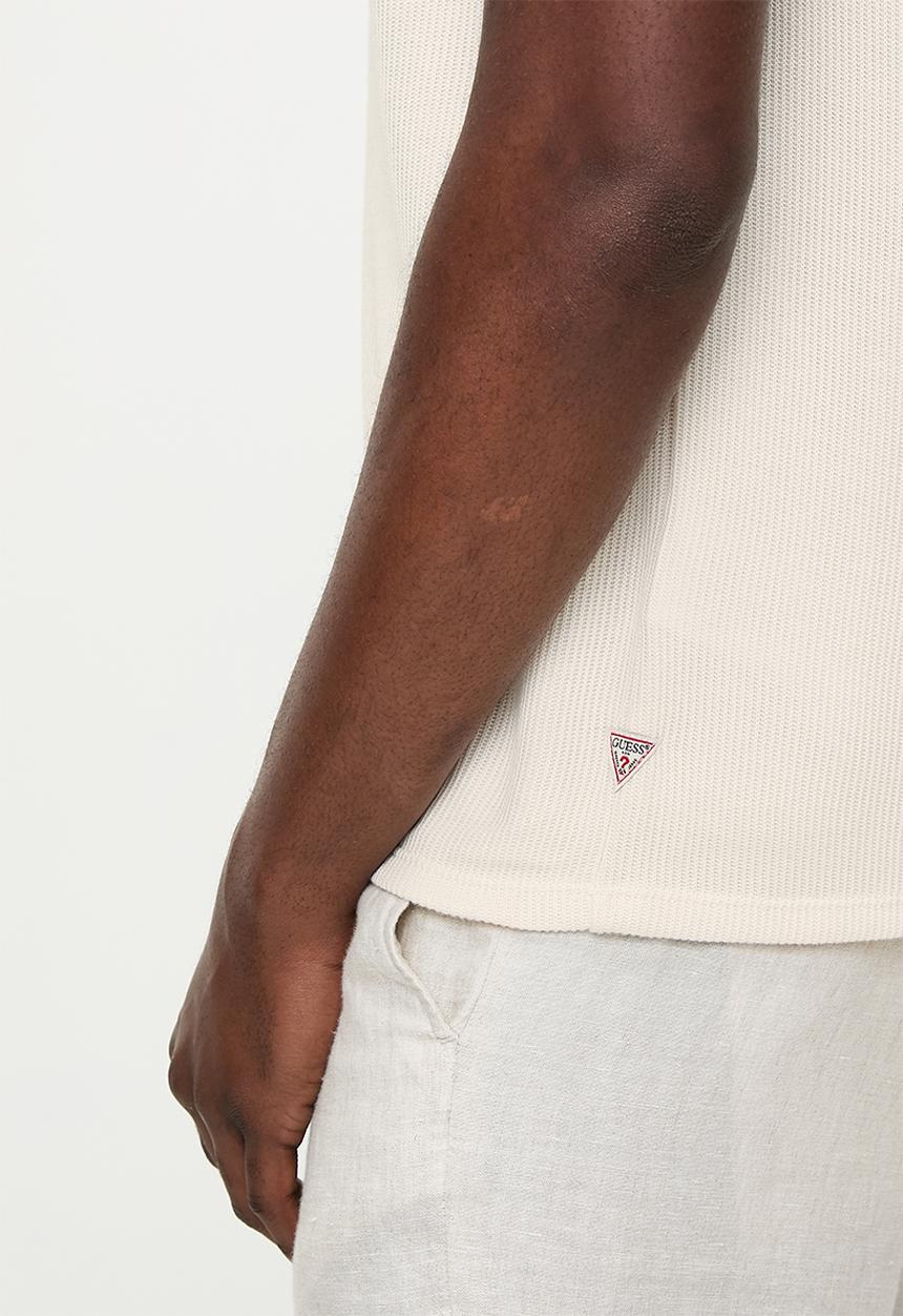 GUESS - Ss Dante Rib Knit Polo - Resort Sand