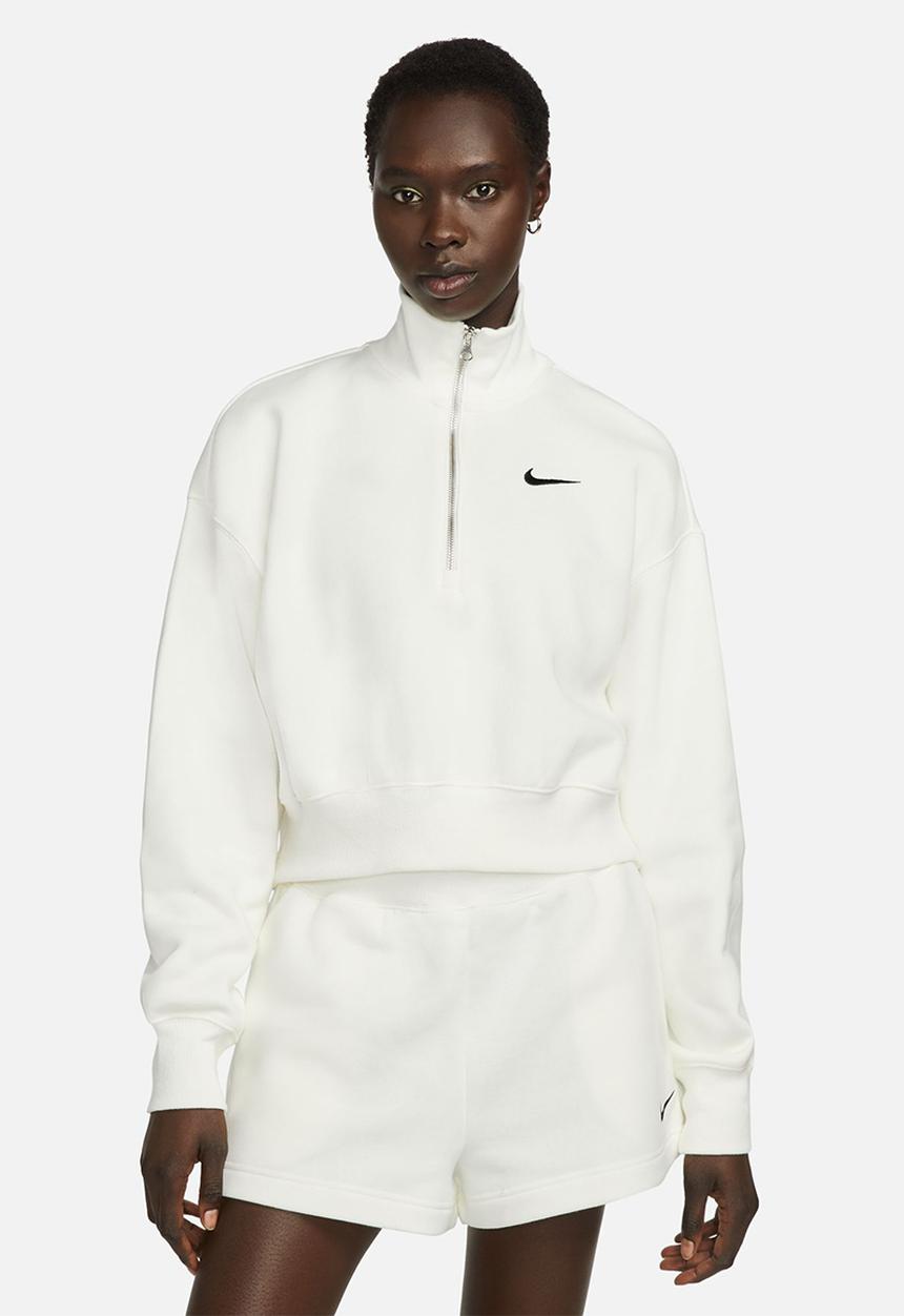 Nike - 1/2-Zip Cropped Sweatshirt - White