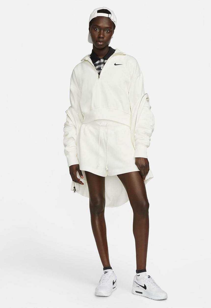 Nike - 1/2-Zip Cropped Sweatshirt - White