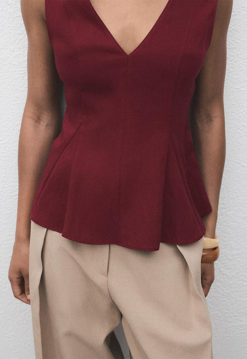 MANGO - Top Pep - Dark Red