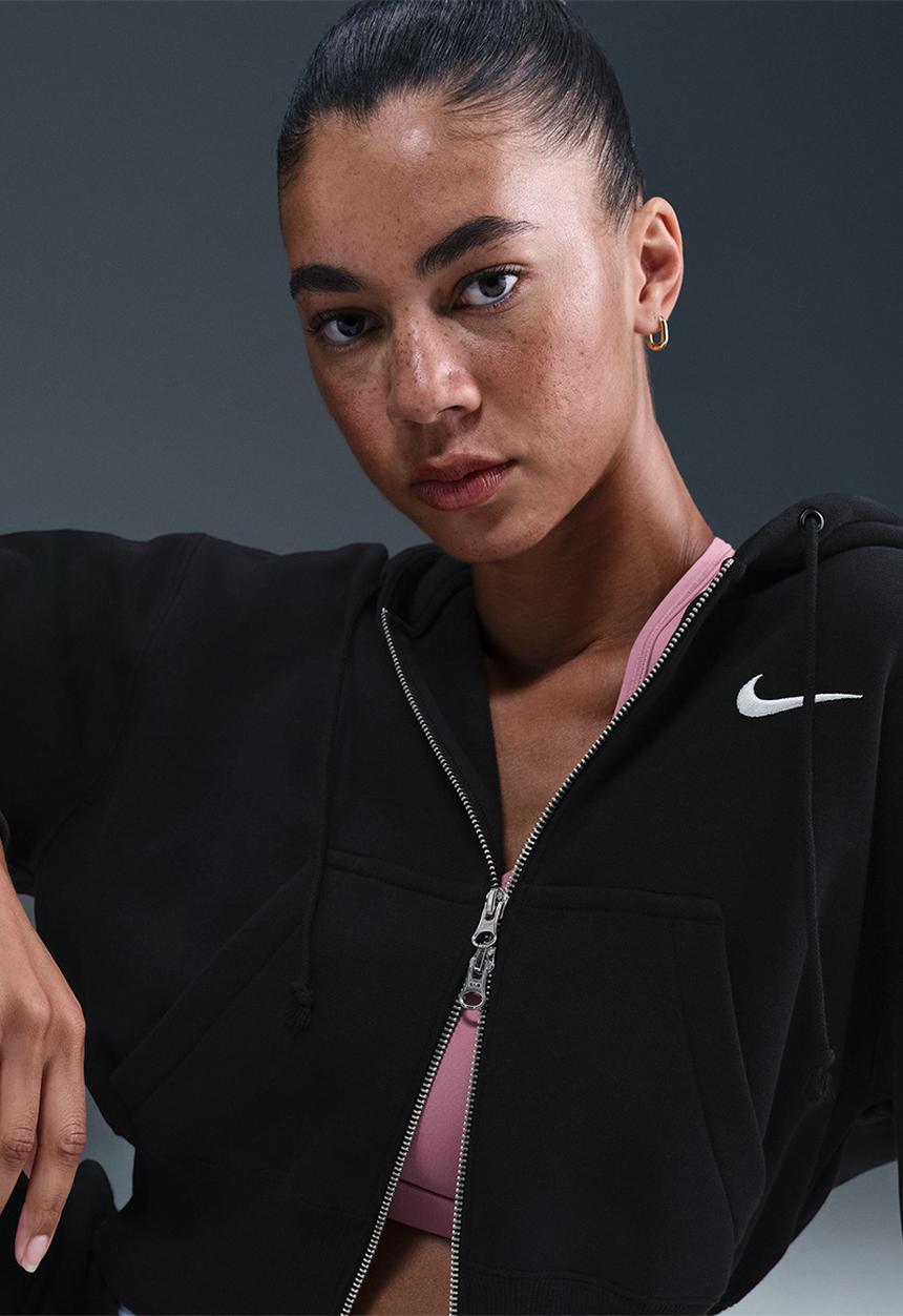 Nike - Loose Full-Zip Crop Hoodie - Black