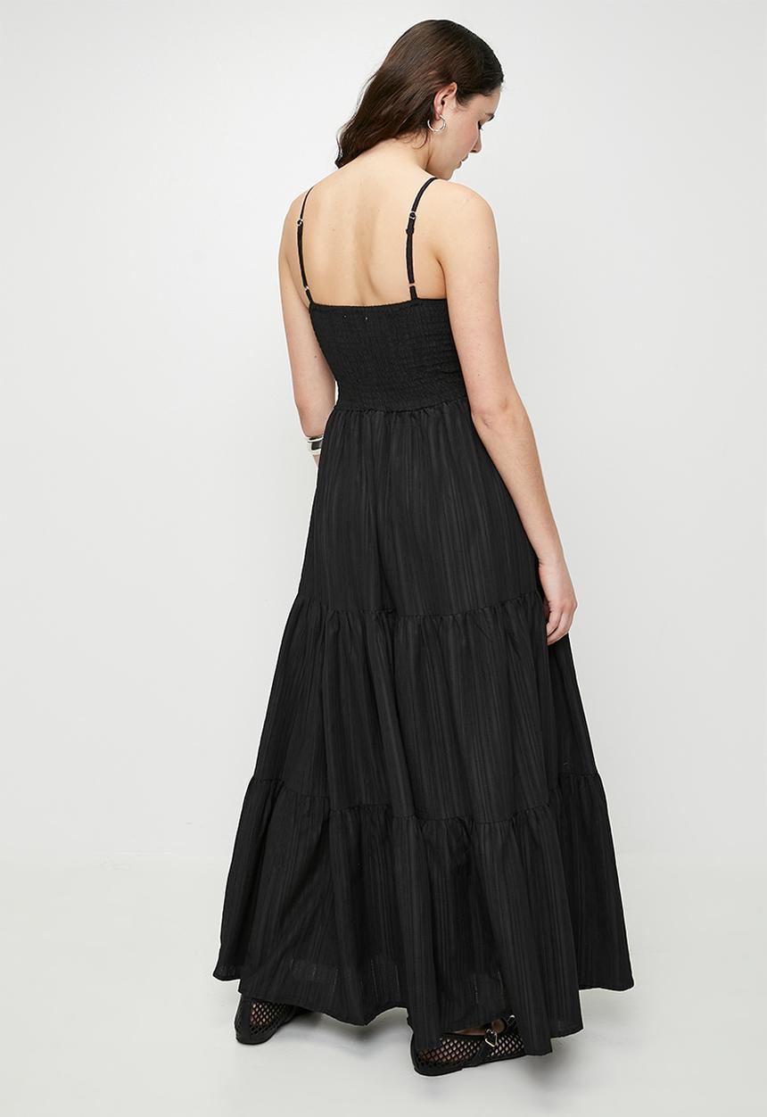 Brave Soul - Ladies Maxi Tiered Dress - Black