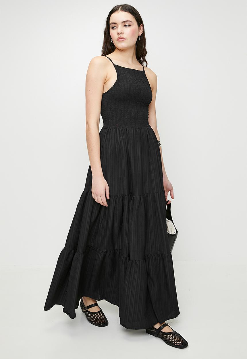 Brave Soul - Ladies Maxi Tiered Dress - Black