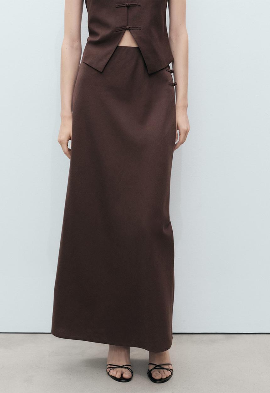 MANGO - Skirt Laguna - Dark Brown