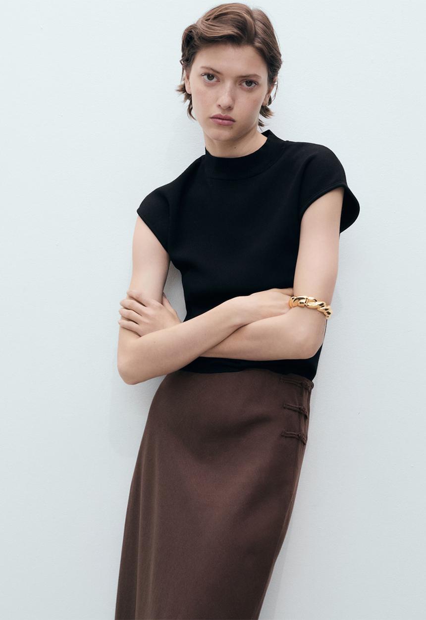 MANGO - Skirt Laguna - Dark Brown