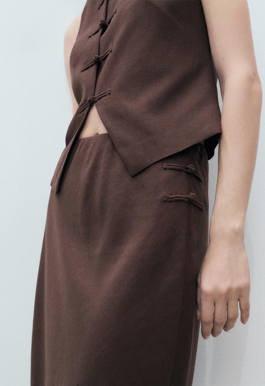 MANGO - Skirt Laguna - Dark Brown