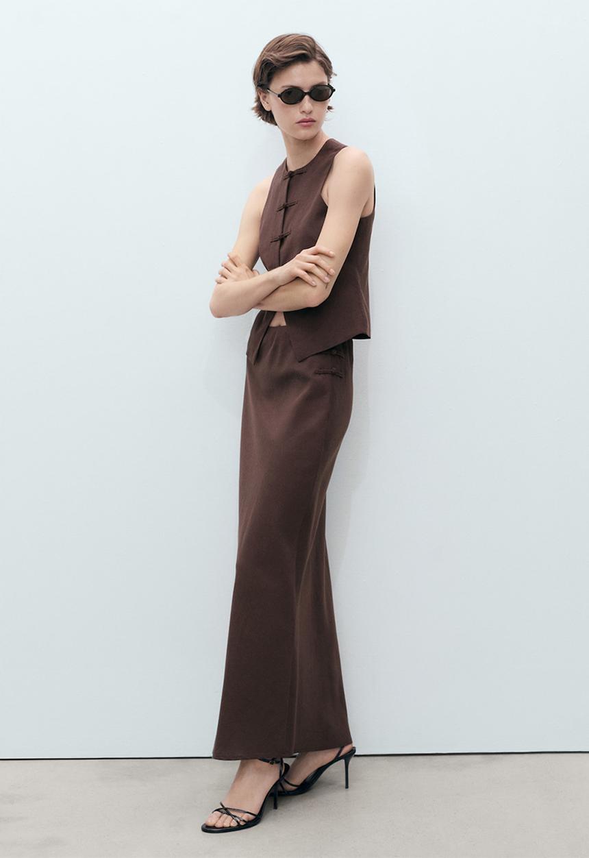 MANGO - Skirt Laguna - Dark Brown