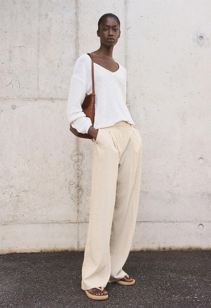 MANGO - Trousers Carla - Light Pastel Gray