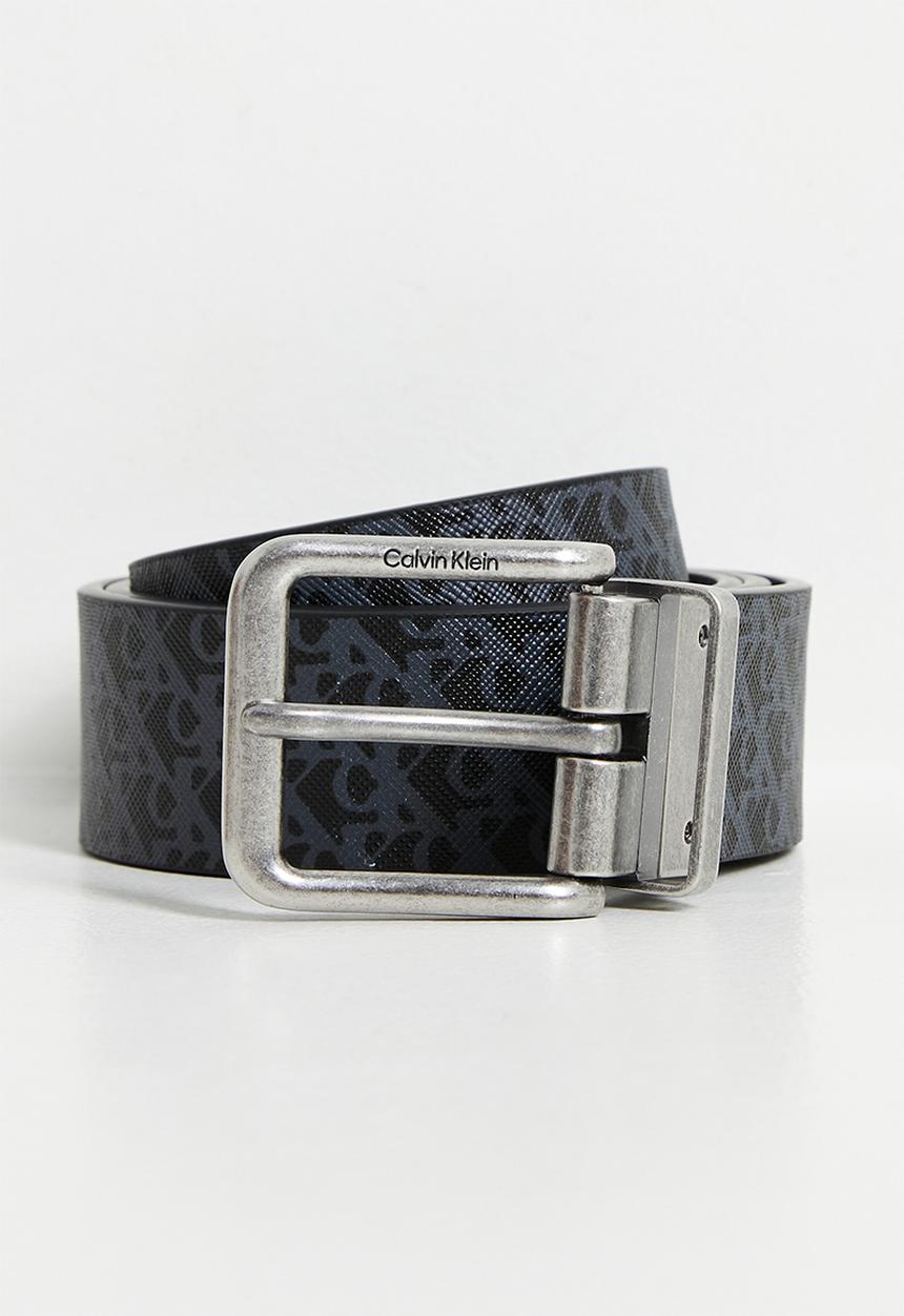 Calvin Klein - Casual Pin Buckle 35Mm Rev/Adj - Black/Black AOP/Antique Silver