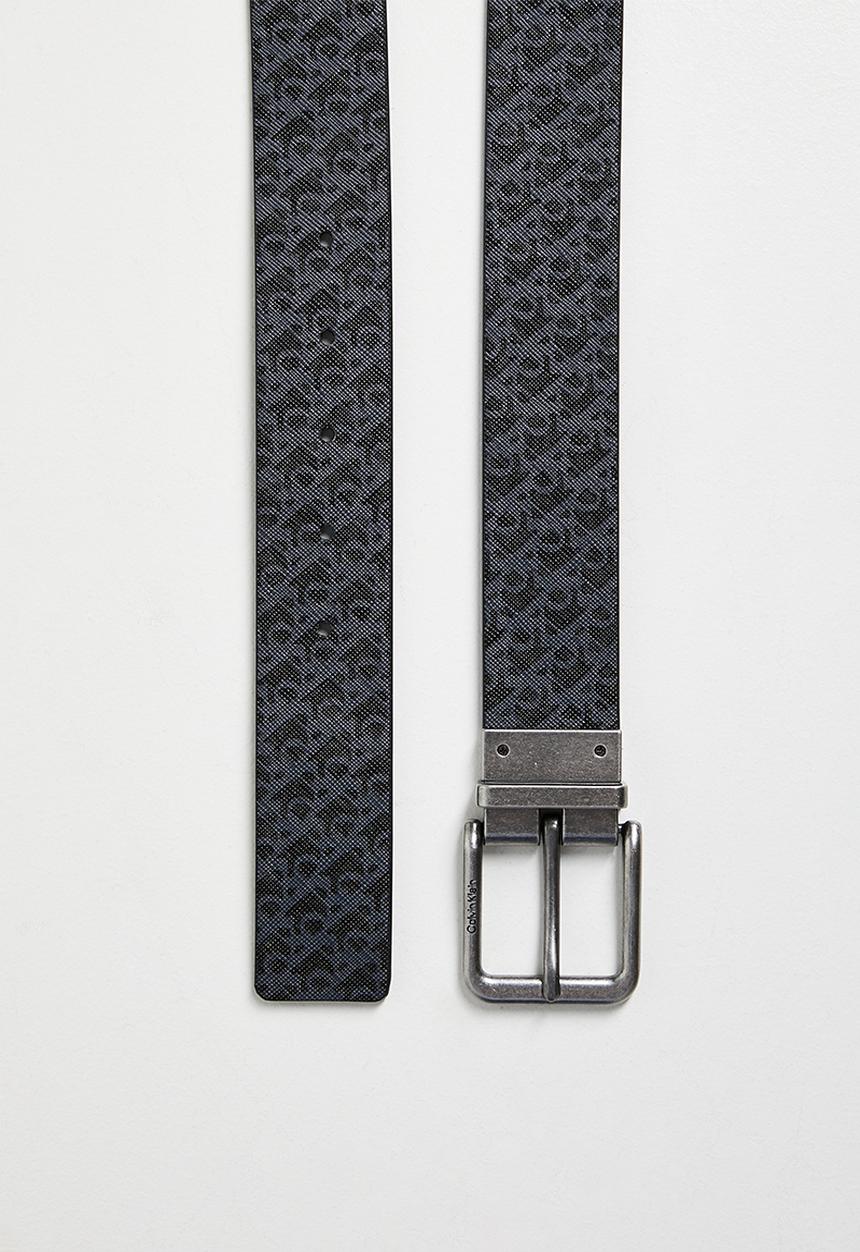 Calvin Klein - Casual Pin Buckle 35Mm Rev/Adj - Black/Black AOP/Antique Silver