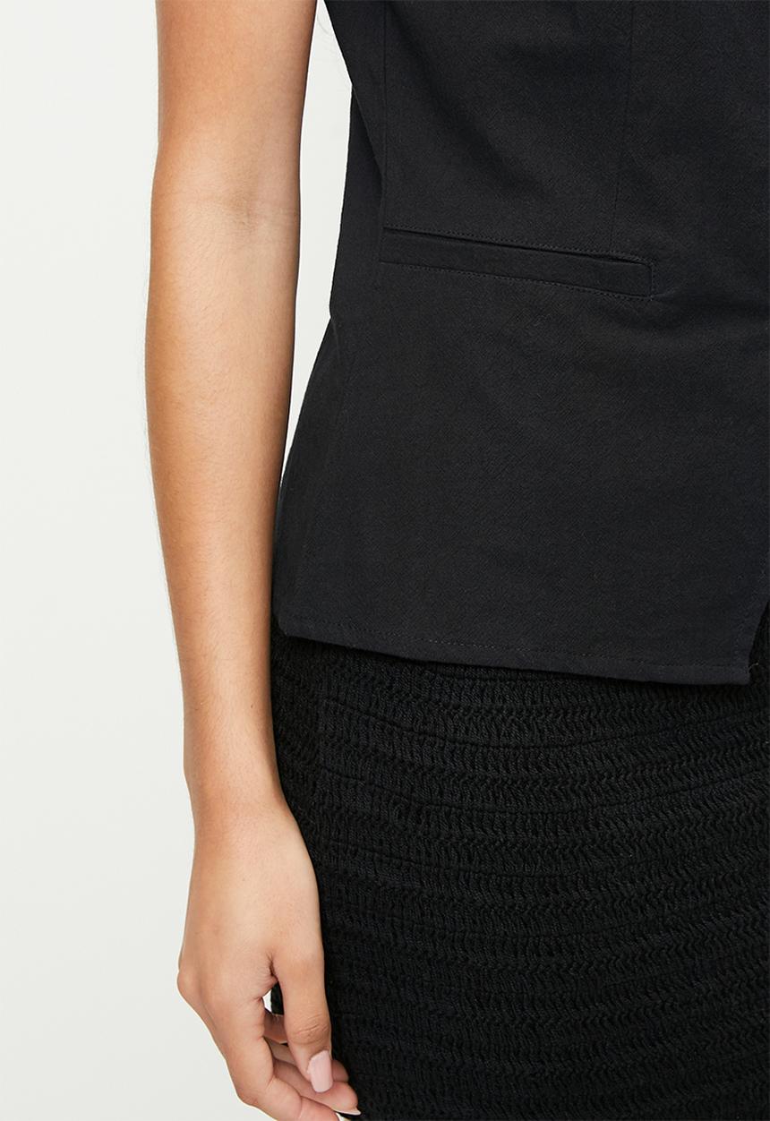 Brave Soul - Ladies Woven Tailored Vest - Black