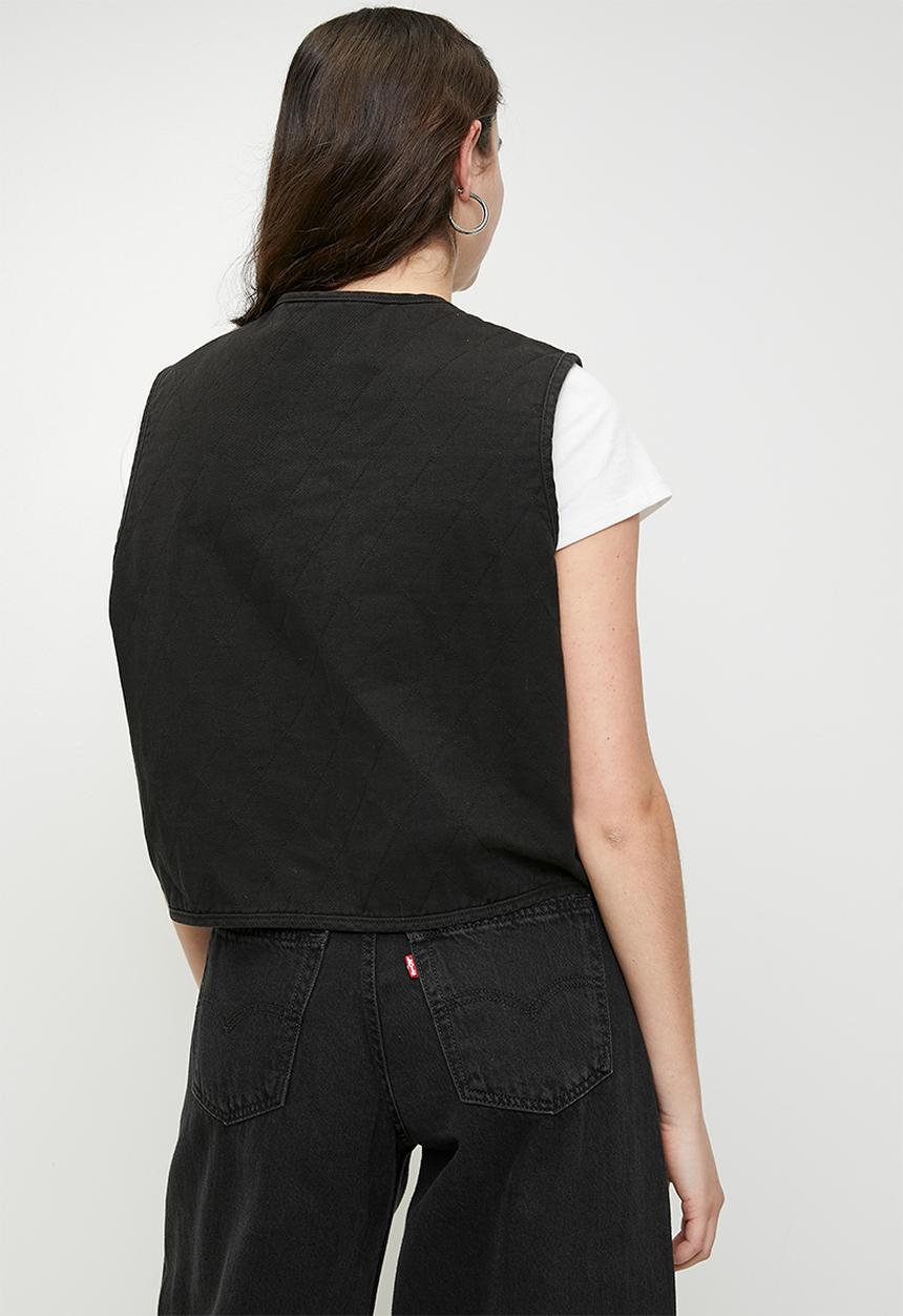 H&M - Quilted twill vest - black