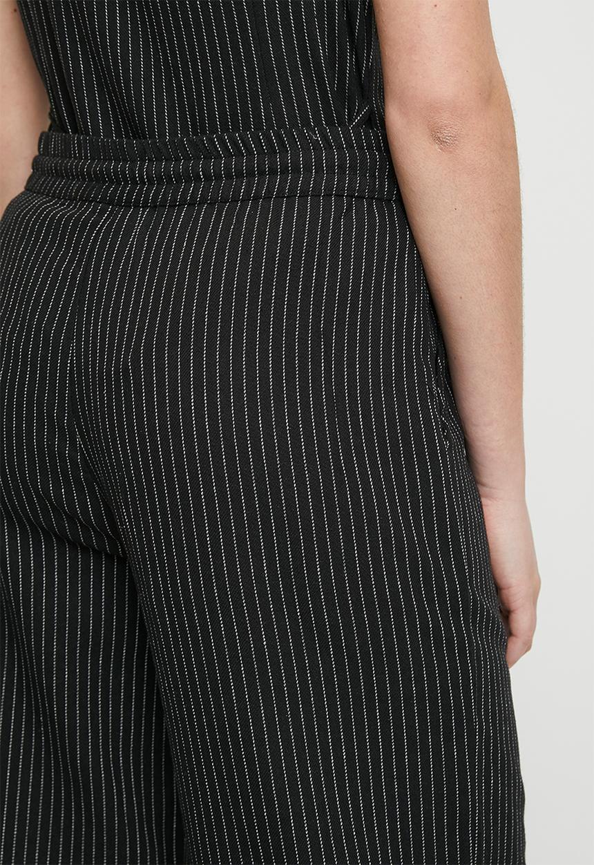 Brave Soul - Ladies Straight Draw Cord Stripe Trouser - Black & White