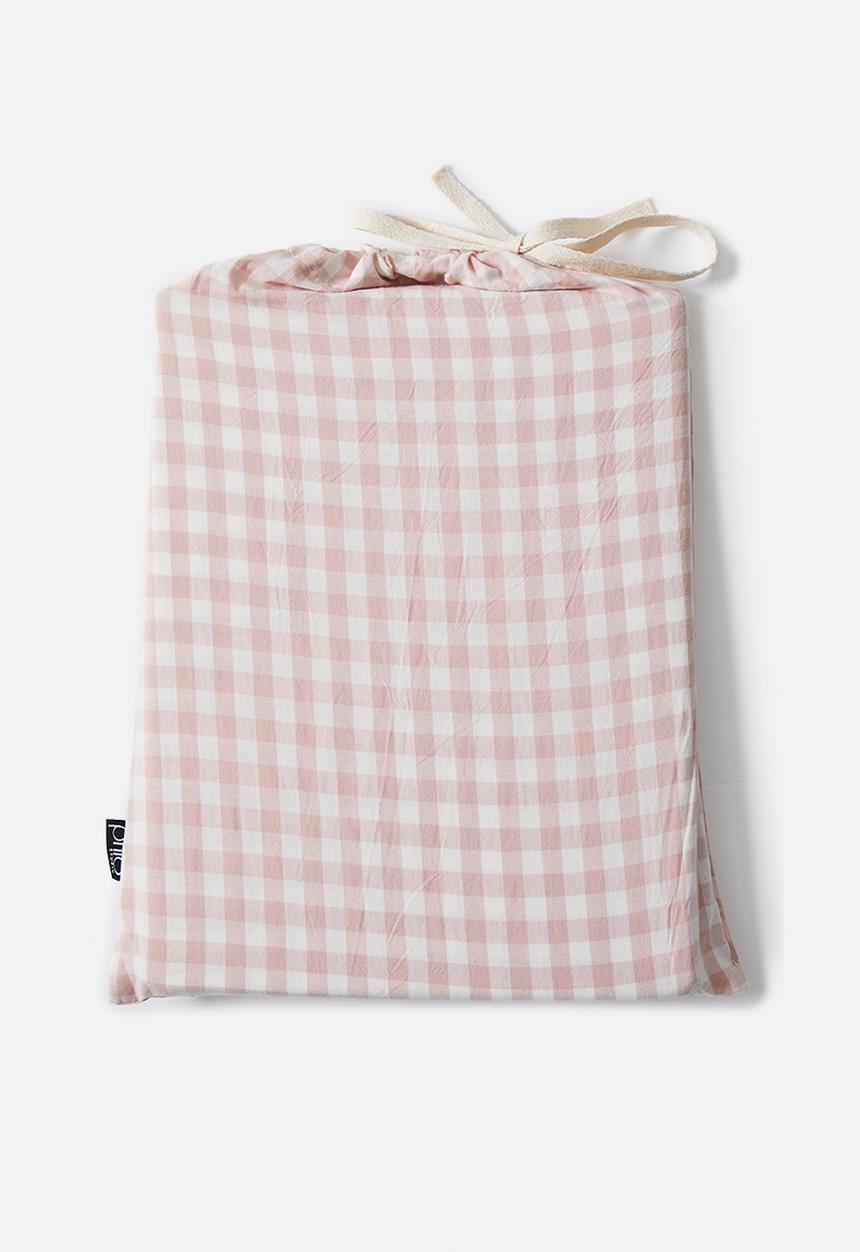 Phlo Studio - Gingham Washed Cotton Duvet Set - Pink