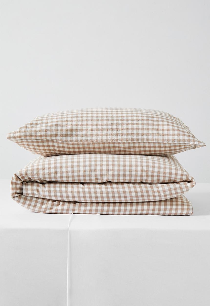 Phlo Studio - Check Washed Cotton Duvet Set - Natural