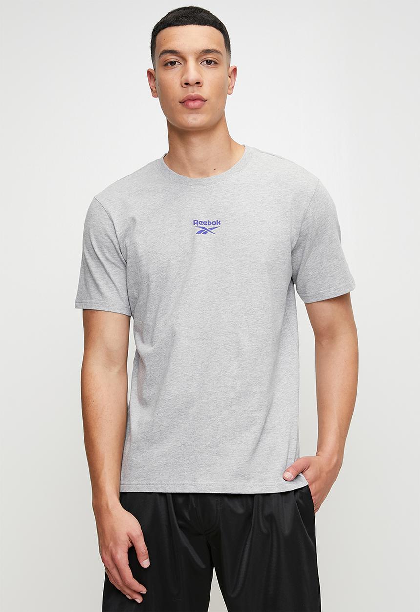 Reebok - Mitcham Front Back Logo Crew Neck Tee - Light Grey Marl