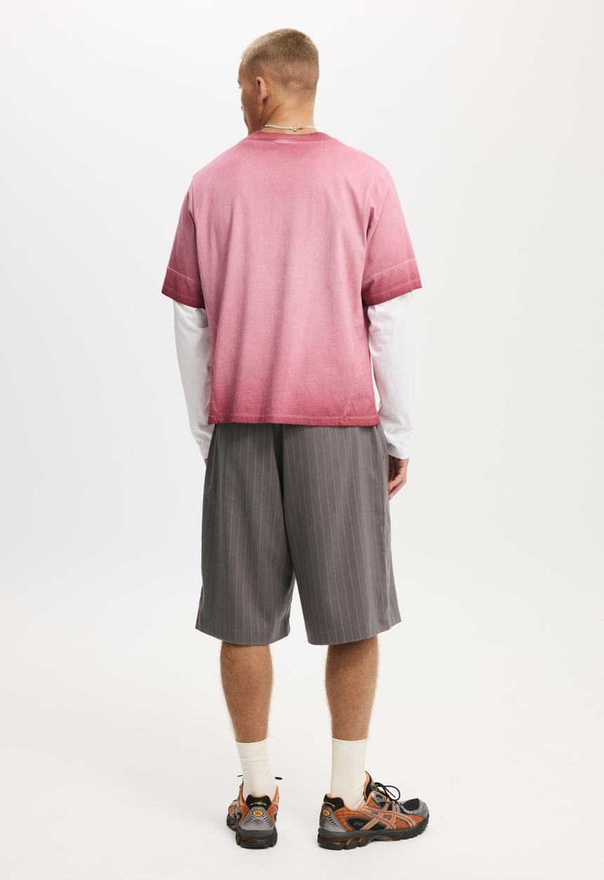 Cotton On - Super Baggy Pleated Short - Charcoal Pinstripe