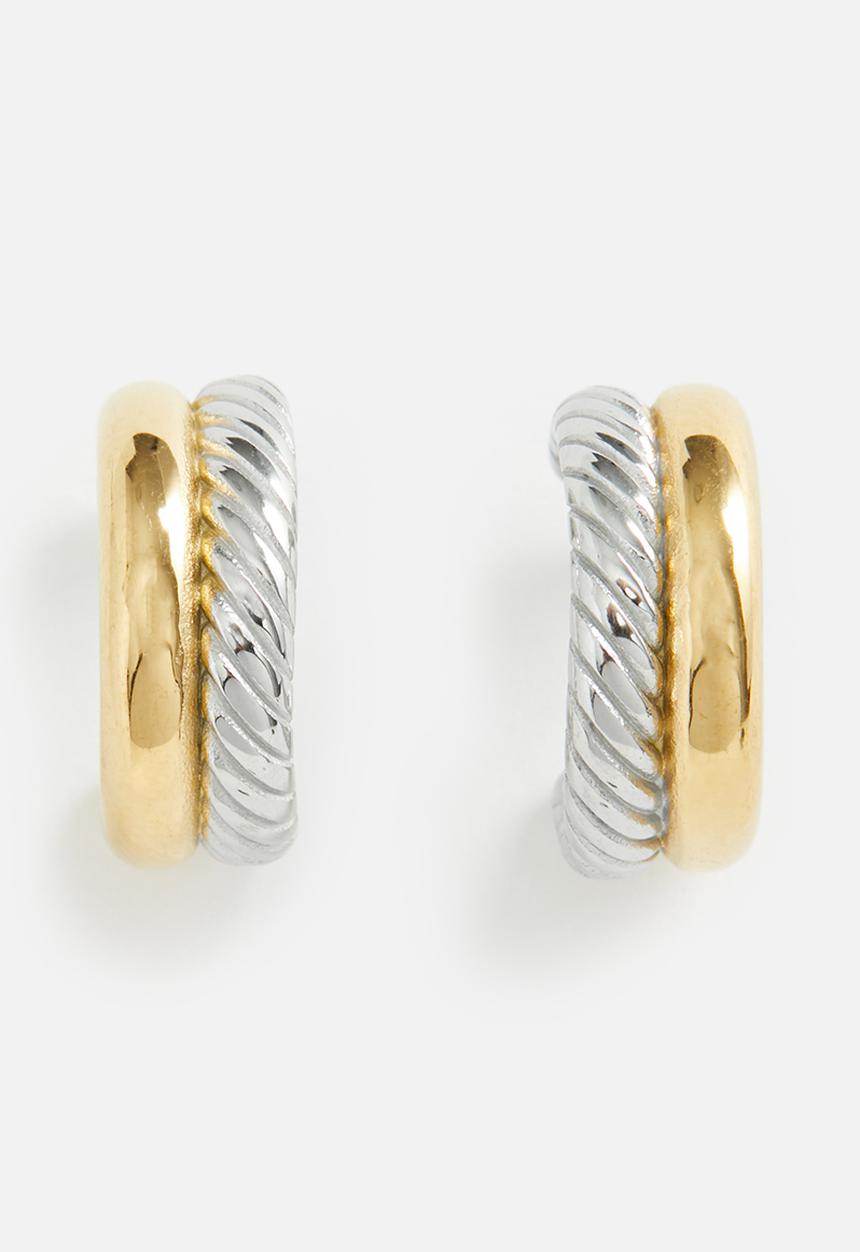 Tessa Design - Jean two tone double hoop earrings-multi