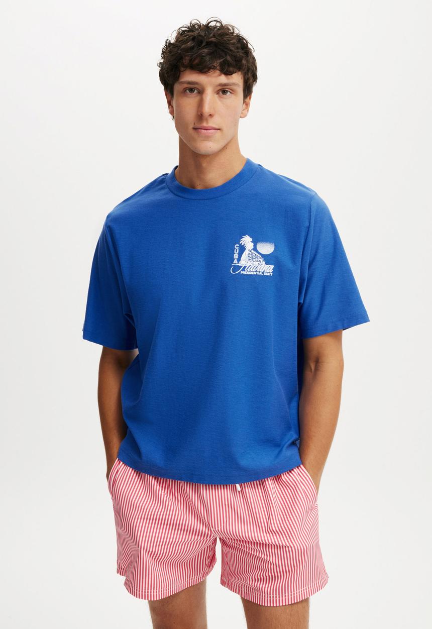 Cotton On - Stretch Swim Short - Pink / White Stripe