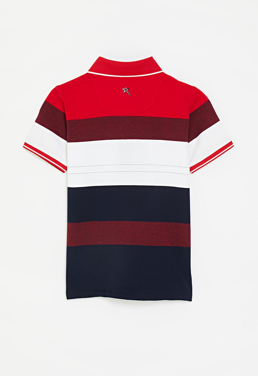 SOVIET - Boys y/dye stripe golfer - red