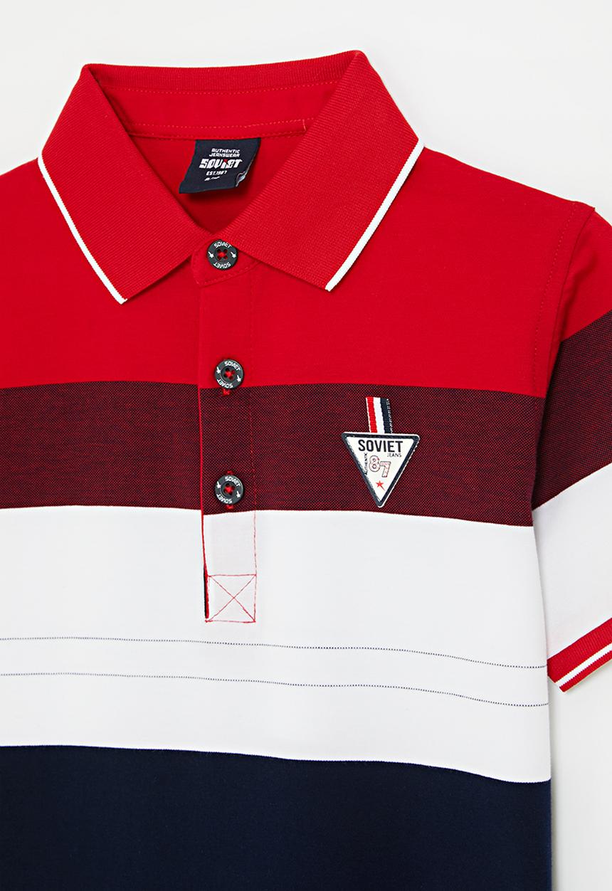 SOVIET - Boys y/dye stripe golfer - red