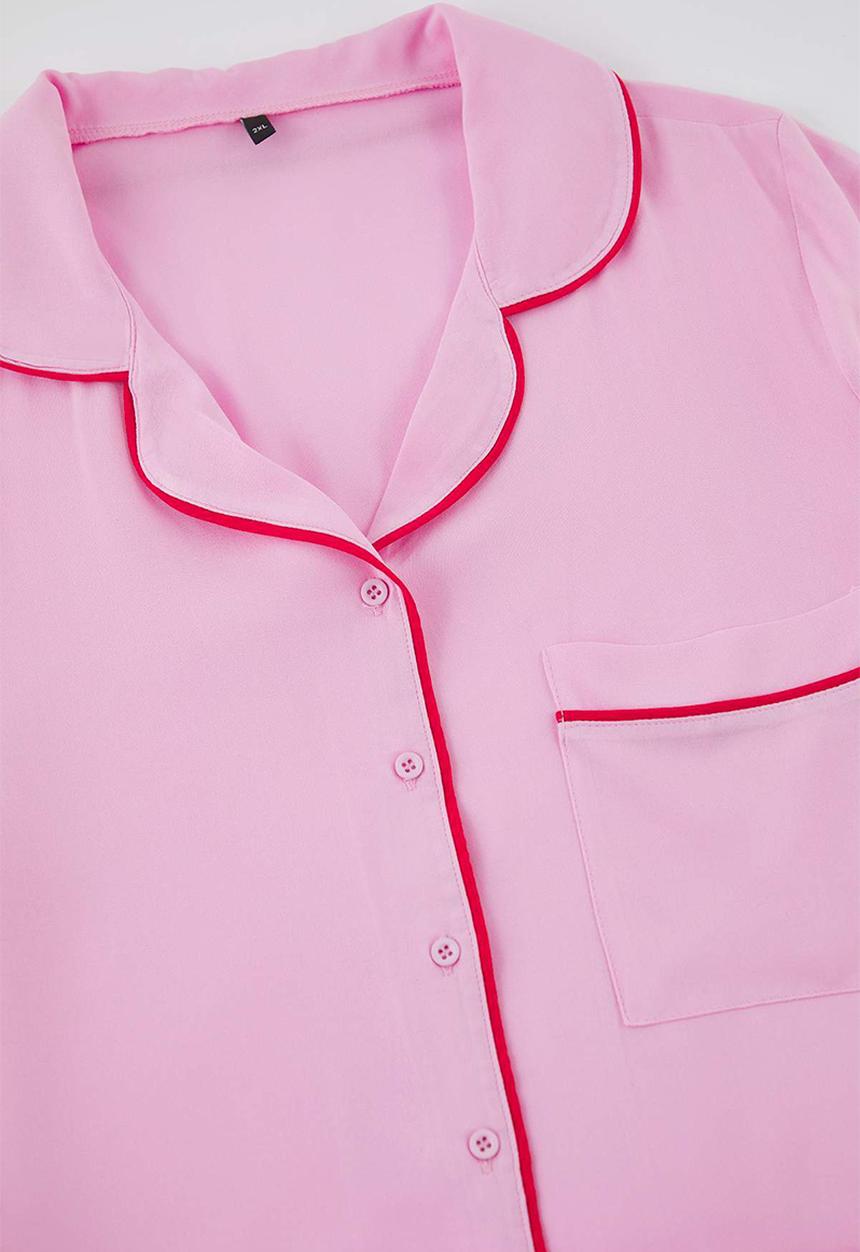 Trendyol - Pink Piping Detailed Pyjamas Set
