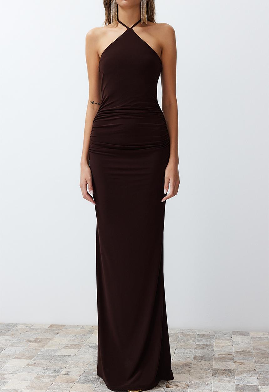 Trendyol - Fitted Knitted Dress - Brown