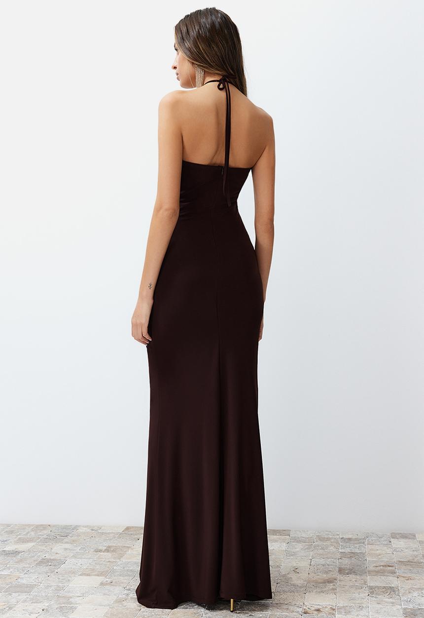 Trendyol - Fitted Knitted Dress - Brown