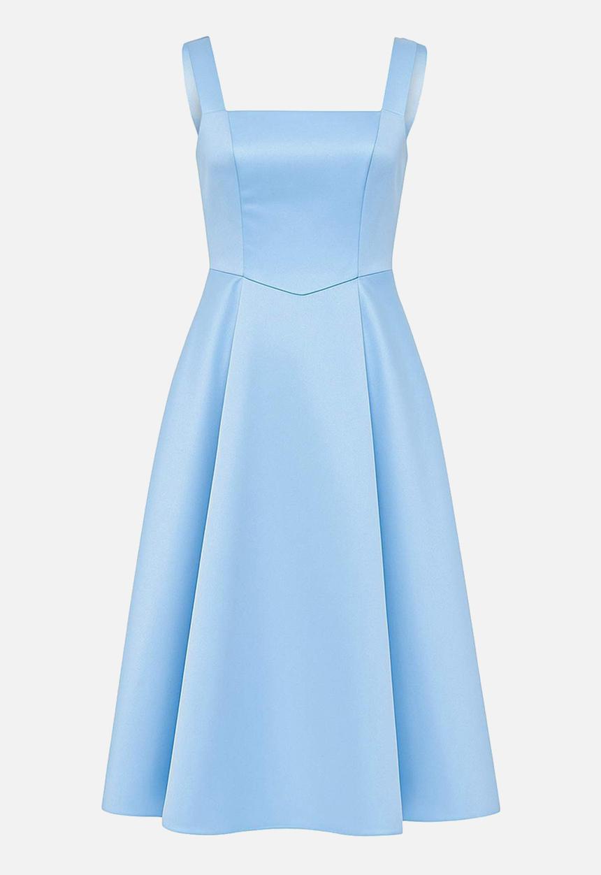 Trendyol - A-Line Satin Dress - Light blue