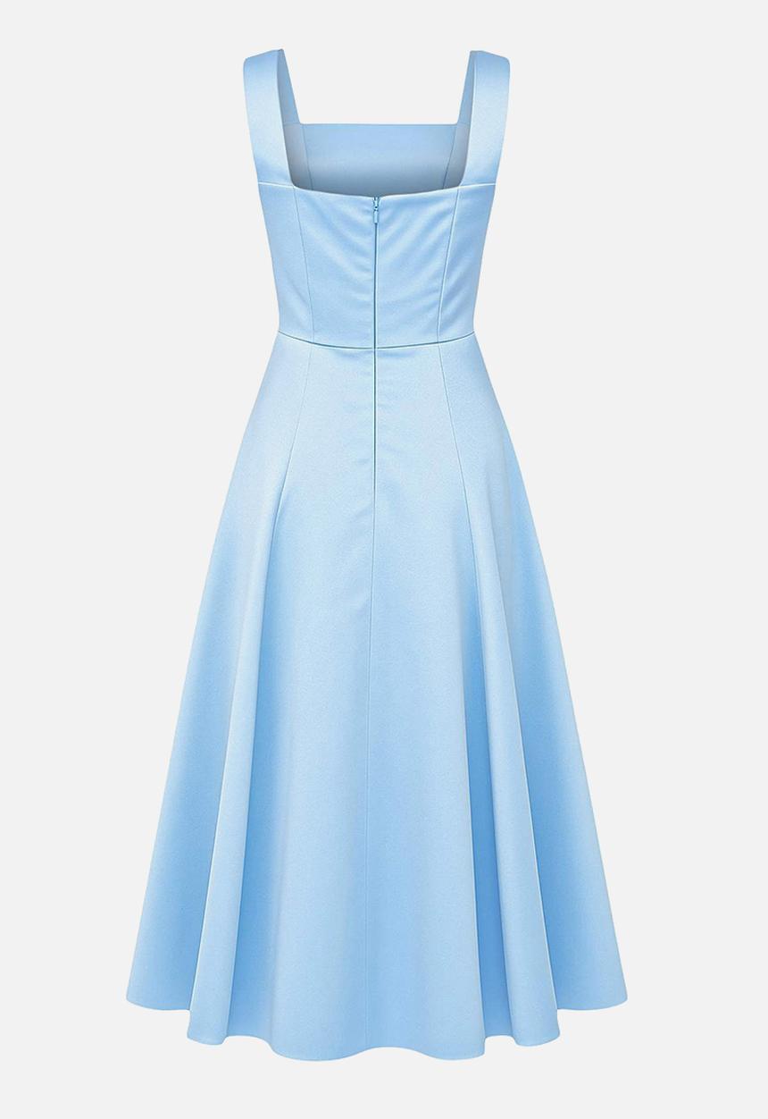 Trendyol - A-Line Satin Dress - Light blue