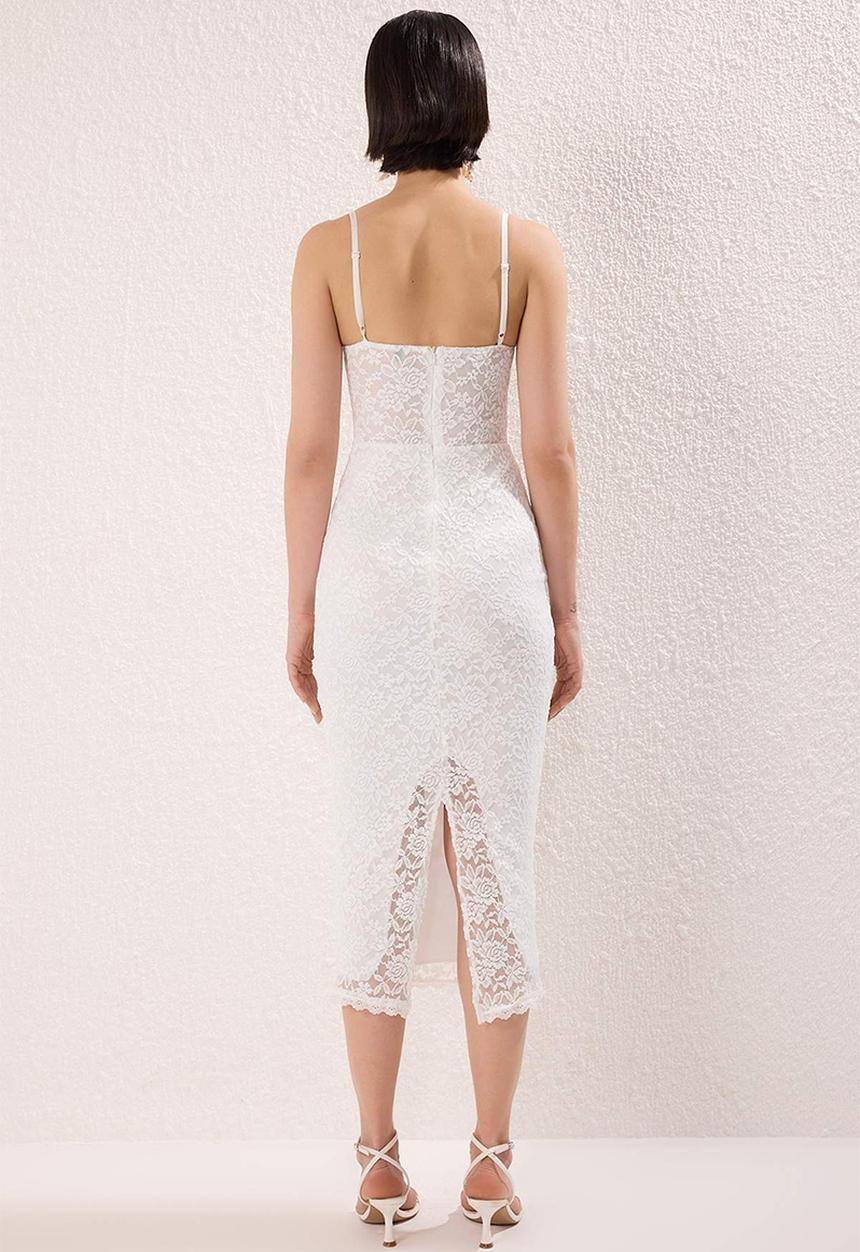 Trendyol - Lace Midi Dress - White