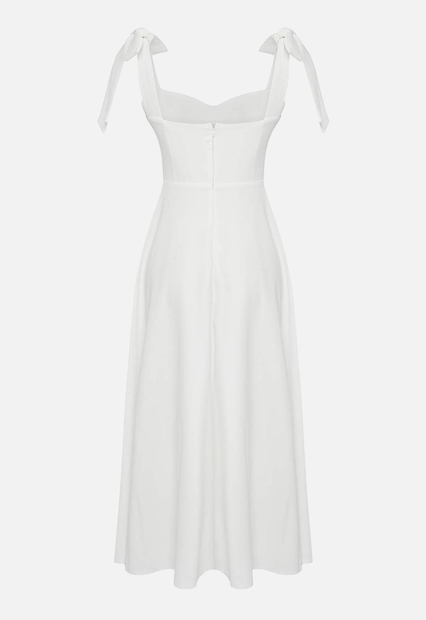 slim fit dress slacks Wedtrend Women Elegant White Graduation Dress with Lace A Line Long Sleeves  Boho Maxi Dress – WEDTREND main image 1