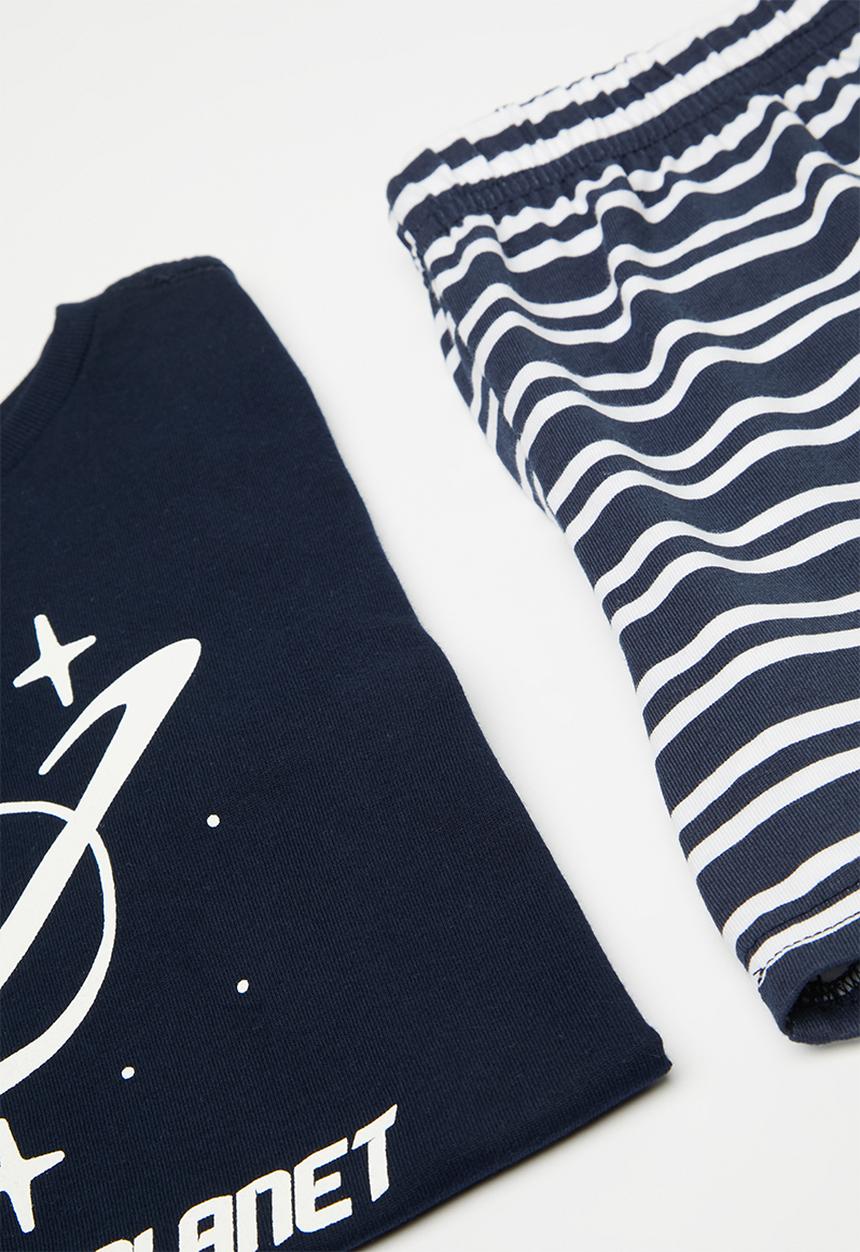 Pop Candy - Graphic print pj top with striped shorts - black/for the planet/navy