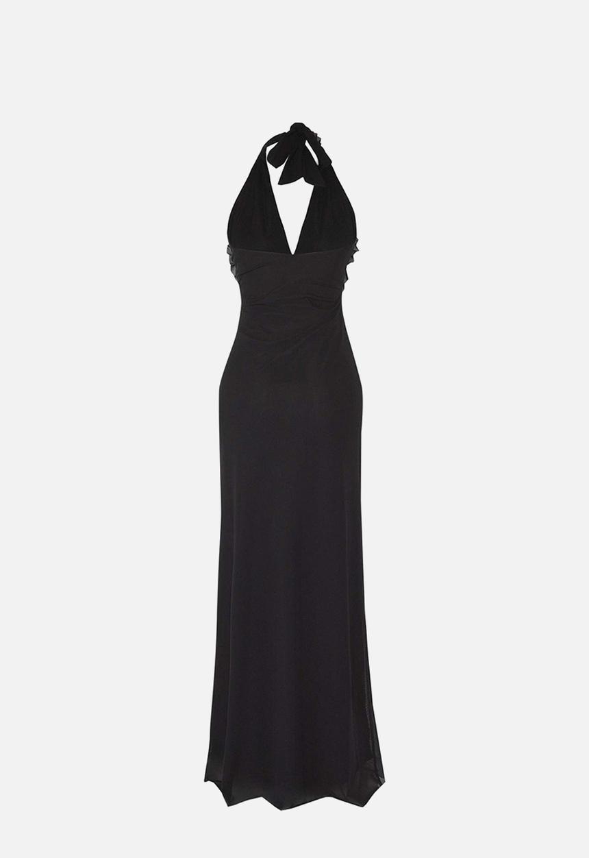 Trendyol - Ruffled Lined Tulle Dress - Black