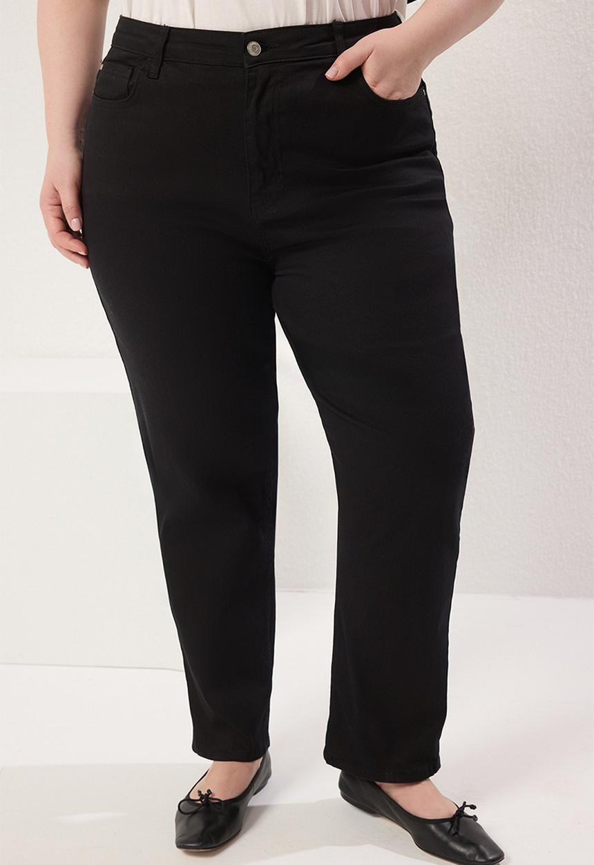 Trendyol - Black high waist plus size mom jeans - black
